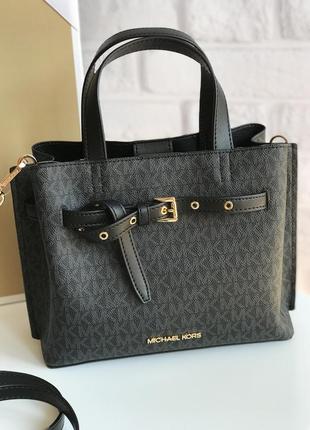 Сумка женская michael kors оригинал emilia small logo satchel черная в лого2 фото