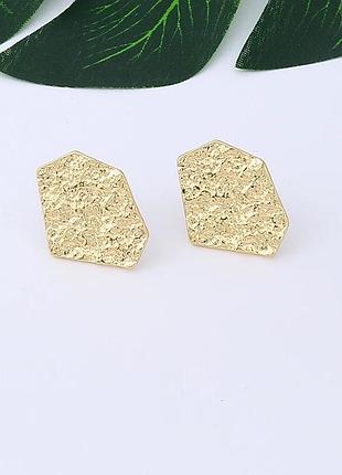 Клипсы мятое золото, клипсы без прокола уха золотистые необычные, аксессуары