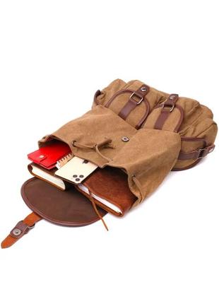 Рюкзак мужской текстильный коричневый8 фото