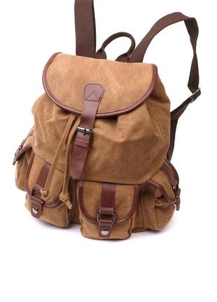 Рюкзак мужской текстильный коричневый4 фото