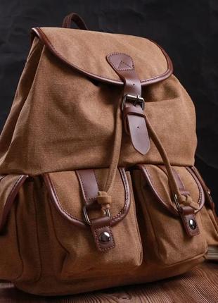 Рюкзак мужской текстильный коричневый1 фото
