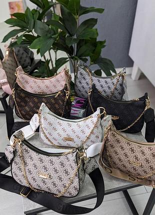 Женская мини сумка стиль guess черная маленькая с плечевым ремнем