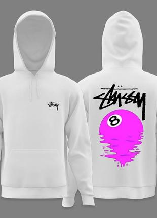 Чоловіче худі stussy 8 ball толстовка з капюшоном біле унісекс з 3d-шаром стусі кофта