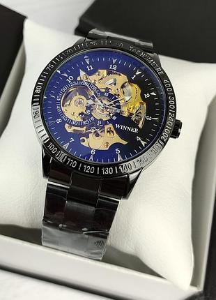 Механічний годинник з автопідзаводом winner tony, чоловічий оригінальний наручний годинник віннер скелетон