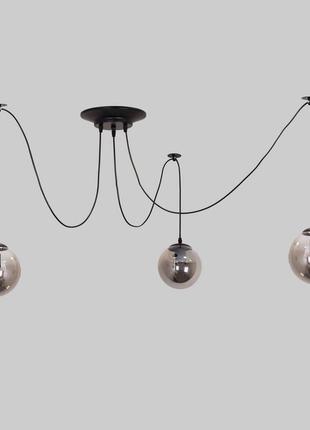 Чорна люстра з графітових кульок на 3 лампи (56-pr1503f-3 bk+bk)