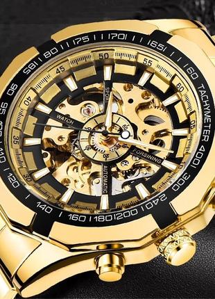 Механічний годинник з автопідзаводом forsining skeleton, чоловічий оригінальний наручний годинник форсінінг скелетон