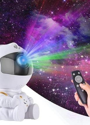 Ночник-проектор космонавт із зірочкою та пультом білий1 фото