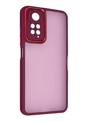 Чехол fiji lens для xiaomi redmi note 11 / note 11s бампер матовый с защитой блока камер wine red