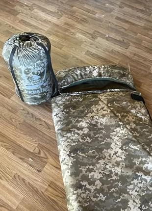 Широкий армейский спальник одеяло 90см пиксель теплый спальный мешок весна зима для военного2 фото
