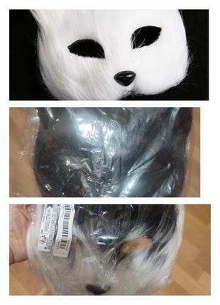 Белая черная черно белая маска кота для квадрожки пластик квадробика косплей