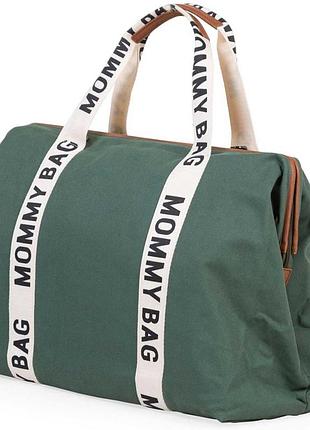 Сумка для мам childhome mommy bag signature canvas green