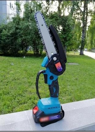 Аккумуляторная цепная мини пила 6"(15см) domotec 24v для обрезки деревьев и распила дров, по дереву shop