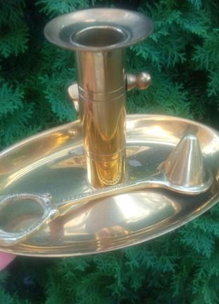 Подсвечник антикварный, очень редкий с подъёмником для свечи вместе со снуфером