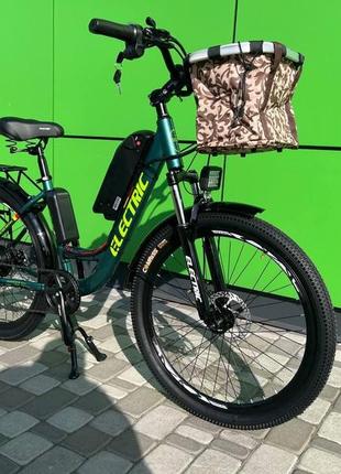 Електровелосипед cubic-bike electric 26" зелений 350ват 8 а·год 48 в, фара 2500 люменів