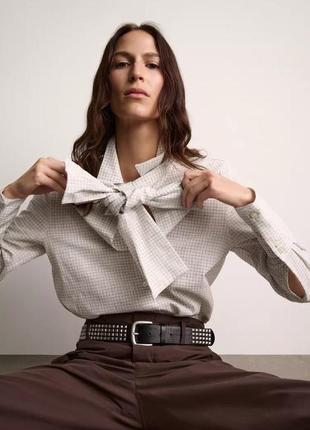 Блуза в клетку льняная zara new