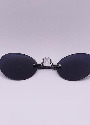 Вінтажні окуляри морфіуса без оправи пенсне́  чорні "матриця" сонцезахисні3 фото