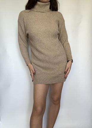 Вовняна вʼязана сукня светр з горлом mango