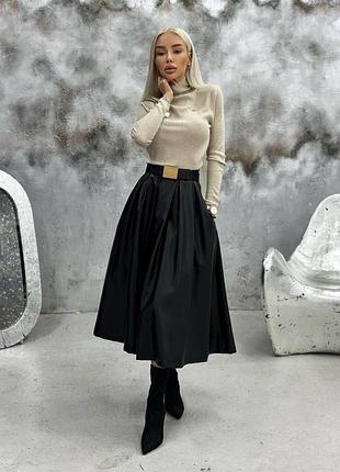 Утепленная кожаная юбка