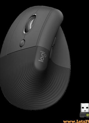 Ергономічна бездротова вертикальна мишка logitech lift left vertical 4000 dpi для лівші лівовї руки з вертикальним кутом 57°