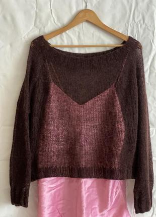 Вʼязаний светр павутинка ручної роботи із італійського кідмохеру (в наявності)