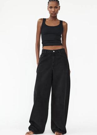 Вареные джинсы черные оверсайз zara new