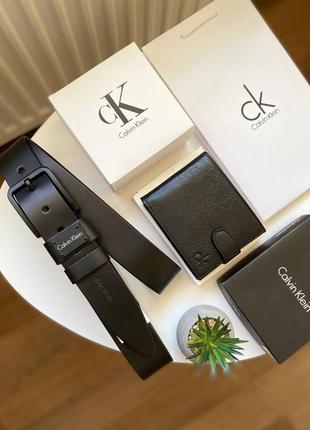 Мужской подарочный набор из натуральной кожи #calvinklein ремень + кошелек❤️