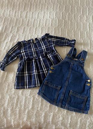 Джинсовый комбез и платье на девочку