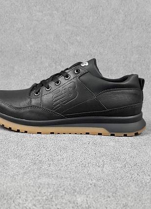Чоловічі кросівки | new balance | чорні на коричневій | шкіра, :42