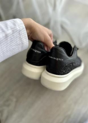 Кеды alexander mcqueen с блестками, черные; размер 38-38.5