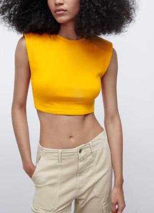 Кроп топ з плечиками zara