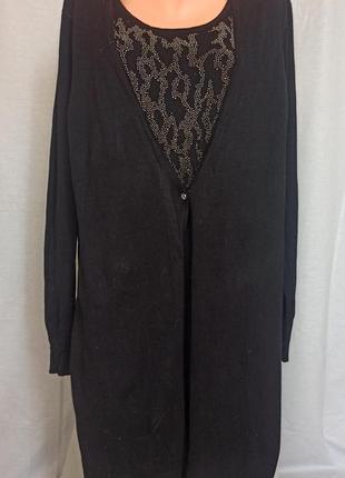 Сукня чорна жіноча трикотажна із стразами