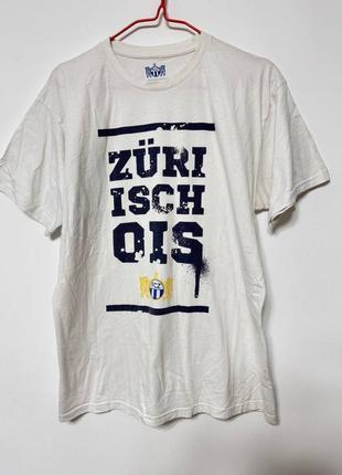 Футболка мужская белая синяя fcz, size l