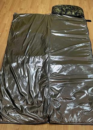 Зимовий спальний мішок ковдра з підкладкою omni-heat -20 камуфляж з капюшоном та подушкою 220х75 см4 фото
