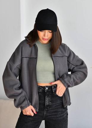 Кофта свитшот флис флиса тепла зип длинная надпись накат надпись оверсайз об розовая...