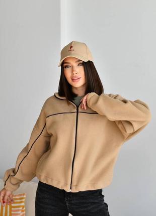 Кофта свитшот флис флиса тепла зип длинная надпись накат надпись оверсайз об розовая...