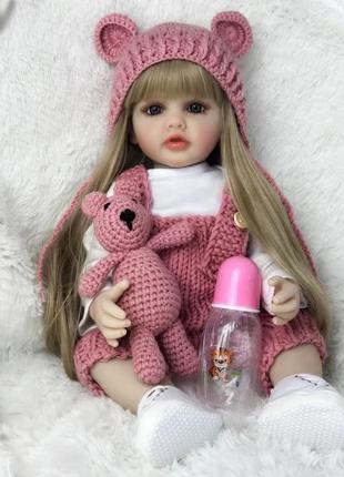 Лялька реборн дівчинка пупс reborn baby doll реалістична вінілова велика з волоссям 55 см можна купати