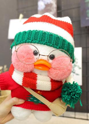 Качка лалафанфан оригінал з шапкою-шарфом lalafanfan качечка м'яка іграшка cafe mimi duck