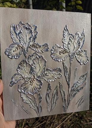 3д обемная картина панно ирисы