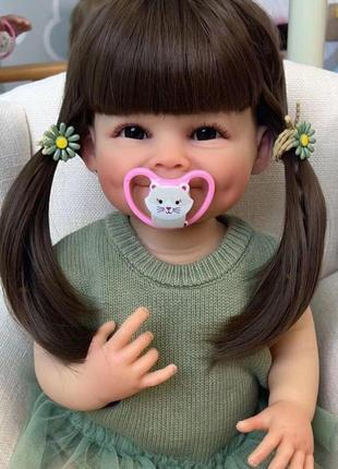 Лялька реборн дівчинка пупс reborn baby реалістична вінілова з волоссям 55 см можна купати