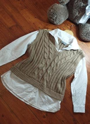 Рубашка с вязаной жилеткой🔥 оформление безопасной оплаты