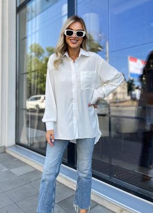 Жіноча сорочка вільного крою, з довгим рукавом, кольори білий, чорний, беж cps-806