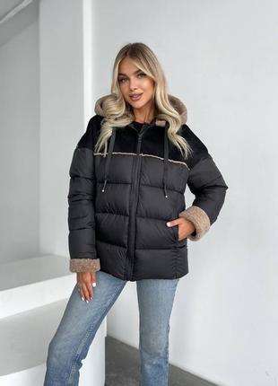 Короткий пуховик дубленка зимняя женская куртка6 фото