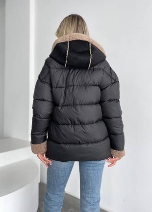 Короткий пуховик дубленка зимняя женская куртка7 фото