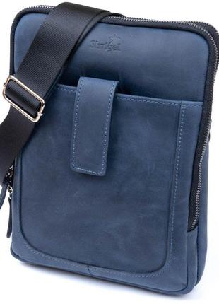 Синяя сумка планшетка винтажная стильная кожаная качественная 711284