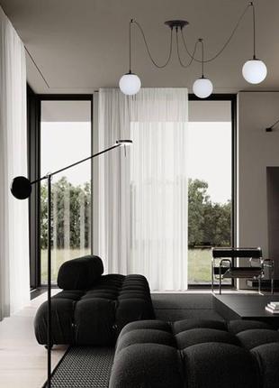 Чёрная люстра из белых шаров на 3 лампы (56-pr1503f-3 bk+wh)