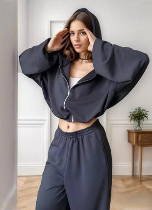 Костюм oversize : кофта + джоггери на затяжках🖤