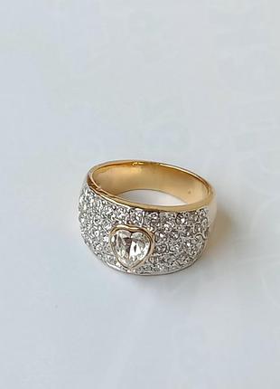 Шикарное кольцо позолота кристаллы swarovski