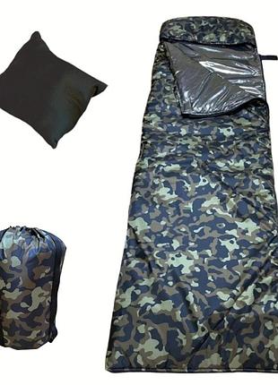 Широкий спальный мешок 90 см камуфляж на -10 весна лето спальник одеяло с подушкой