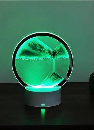 Ночник 3d зыбучие пески с led подсветкой 7 режимов зеленый песок