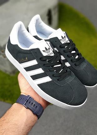 Adidas gazelle темно сірі кросівки кеди жіночі замшеві адідас газелі весняні осінні демісезонні відмінна якість низькі замша замшеві